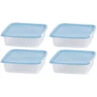 Ételhordók MagicHome, négyzet, Clip, 4db-os szett, 1 lit., 17,7x17,7x5,8 cm