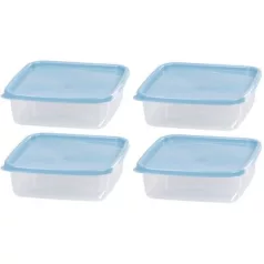   Ételhordók MagicHome, négyzet, Clip, 4db-os szett, 1 lit., 17,7x17,7x5,8 cm