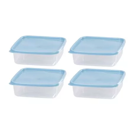 Ételhordók MagicHome, négyzet, Clip, 4db-os szett, 1 lit., 17,7x17,7x5,8 cm