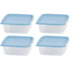   Ételhordók MagicHome, négyzet, Clip, 4db-os szett, 0,6 lit., 14,3x14,3x5,8 cm