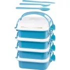 Ételhordó MagicHome, 3 db, evőeszközzel, 4x0,8 lit, 16x19,5x26 cm