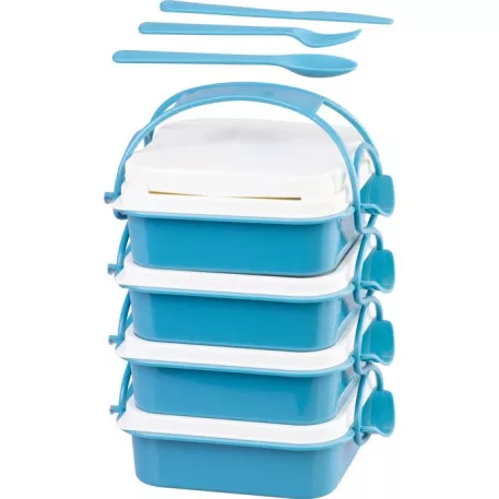 Ételhordó MagicHome, 3 db, evőeszközzel, 4x0,8 lit, 16x19,5x26 cm