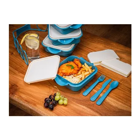 Ételhordó MagicHome, 3 db, evőeszközzel, 4x0,8 lit, 16x19,5x26 cm