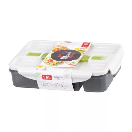 Ételhordó MagicHome, teglalap alakú, rekesszel, 1 lit, 17x23,5x5,5 cm