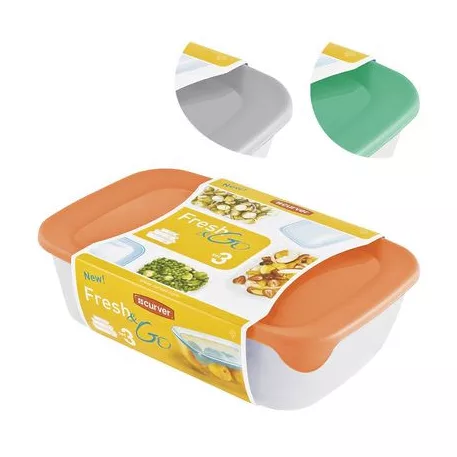 Curver® Set Ételhordó doboz, 0,5Lx1Lx2L, menta/szürke/barack színkeverék