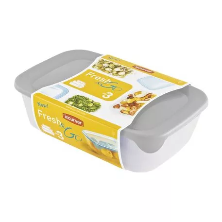 Curver® Set Ételhordó doboz, 0,5Lx1Lx2L, menta/szürke/barack színkeverék