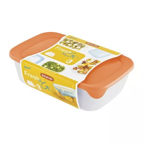 Curver® Set Ételhordó doboz, 0,5Lx1Lx2L, menta/szürke/barack színkeverék