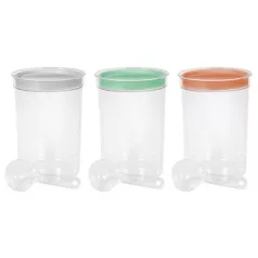   Curver® DRY FOOD fűszer tároló, 1,7 literes, mérőpohárral, menta/szürke/barack színkeverék, 13x19 cm