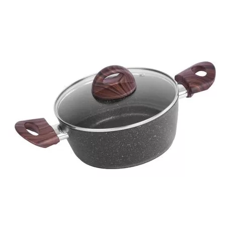 Edény MagicHome Black Marble Line, 20 cm, 2200 ml, fedővel