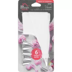 MagicHome cukrász díszítő zacskó, 6 tippel, 20x34 cm