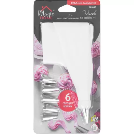 MagicHome cukrász díszítő zacskó, 6 tippel, 20x34 cm