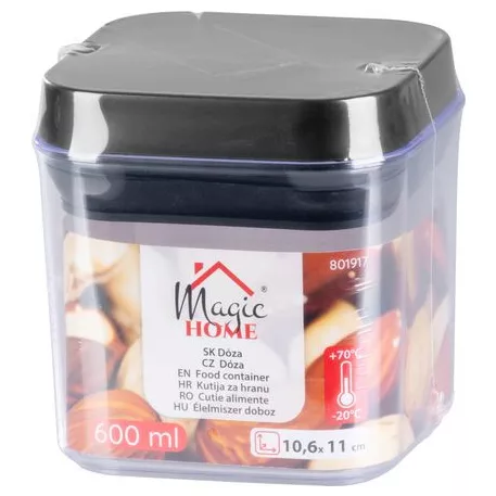 Edény MagicHome, szilikon tömítéssel, 600 ml, 106x106x110 mm, egymásra rakható