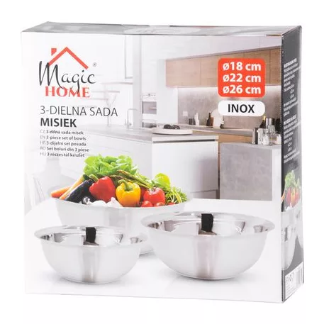 Tál MagicHome, rozsdamentes acél, 18-22-26 cm, készlet 3 db
