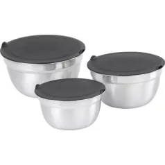   Tál MagicHome, rozsdamentes acél, fedővel, 14-16-18 cm, készlet 3 db