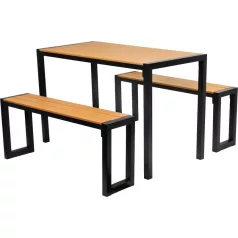   Kerti Pad készlet GARDIVA, asztal 118x58x75,5 cm, 2x pad 108x25x45 cm
