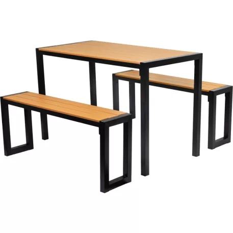 Kerti Pad készlet GARDIVA, asztal 118x58x75,5 cm, 2x pad 108x25x45 cm