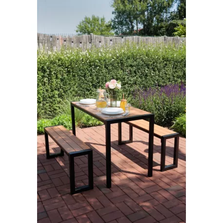 Kerti Pad készlet GARDIVA, asztal 118x58x75,5 cm, 2x pad 108x25x45 cm