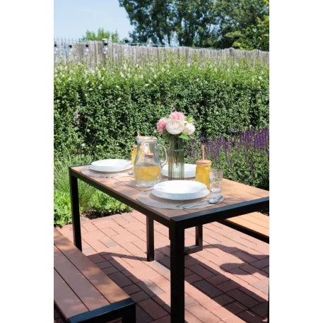 Kerti Pad készlet GARDIVA, asztal 118x58x75,5 cm, 2x pad 108x25x45 cm