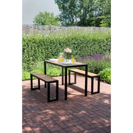 Kerti Pad készlet GARDIVA, asztal 118x58x75,5 cm, 2x pad 108x25x45 cm