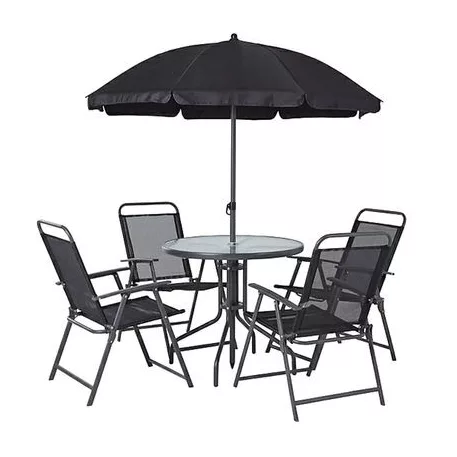 Leticia Grey Kerti Szett, 85x71 cm-es Asztal, 4x Szék 74x53x91 cm, Esernyő 180 cm