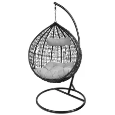 BORNEO, szürke, PE rattan hintaszék