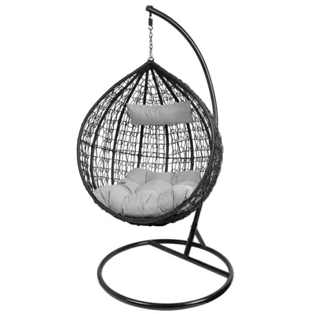BORNEO, szürke, PE rattan hintaszék