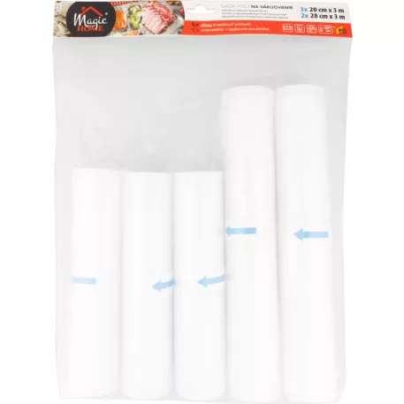 MagicHome fólia vákuumcsomagolóhoz, 20x300 cm (3 db) + 28x300 cm (2 db)