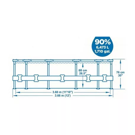 Bestway® Steel Pro MAX medence, 56416, szűrő, szivattyú, 3,66 x 0,76 m