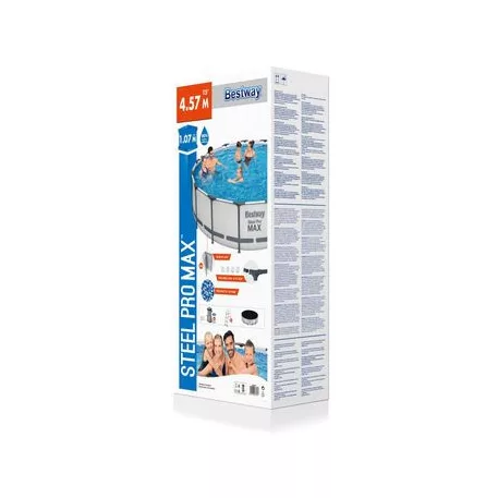 Bestway Fém Pro Max Medence, 457x107 cm, Szűrő, Létra, Alátét, Vitorla