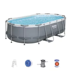   Bestway Power Fém, 424x250x100 cm, Szűrő, Szivattyú, Létra