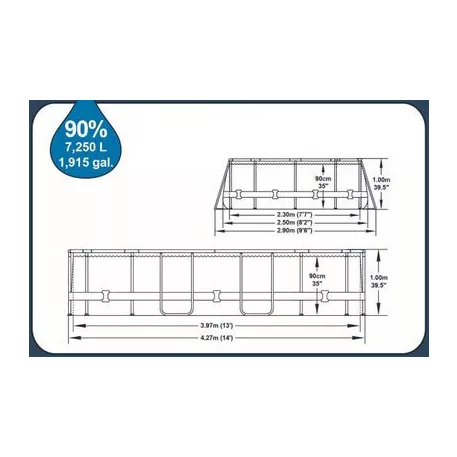 Medence Bestway Power Steel Vista, Vista Series, 427x250x100 cm, Szűrő, Létra, Ponyva, Chemconnect