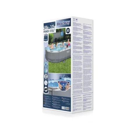 Bestway® Power Steel™ mosdó, 56448, szűrő, szivattyú, létra, vödör, adagoló, 4,88 x 3,05 x 1,07 m