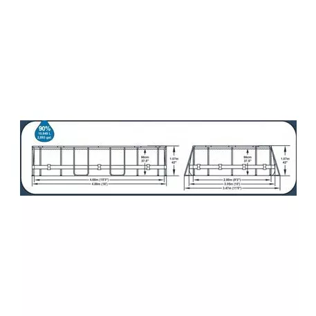 Bestway® Power Steel™ mosdó, 56448, szűrő, szivattyú, létra, vödör, adagoló, 4,88 x 3,05 x 1,07 m