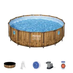   Bestway® Power Steel™ mosdó, Vista sorozat, 56725, szűrő, szivattyú, létra, tömlő, adagoló, 4,88