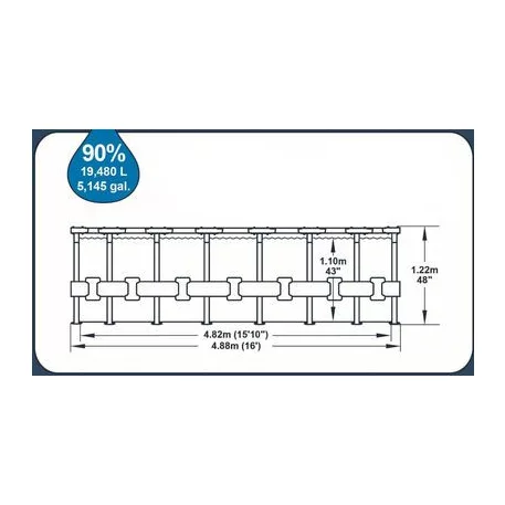 Bestway® Power Steel™ mosdó, Vista sorozat, 56725, szűrő, szivattyú, létra, tömlő, adagoló, 4,88