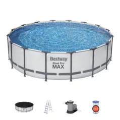   Bestway® Steel Pro MAX mosdó, 5612Z, szűrő, szivattyú, létra, kötél, 4,88 x 1,22 m