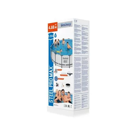 Bestway® Steel Pro MAX mosdó, 5612Z, szűrő, szivattyú, létra, kötél, 4,88 x 1,22 m