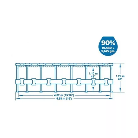 Bestway® Steel Pro MAX mosdó, 5612Z, szűrő, szivattyú, létra, kötél, 4,88 x 1,22 m