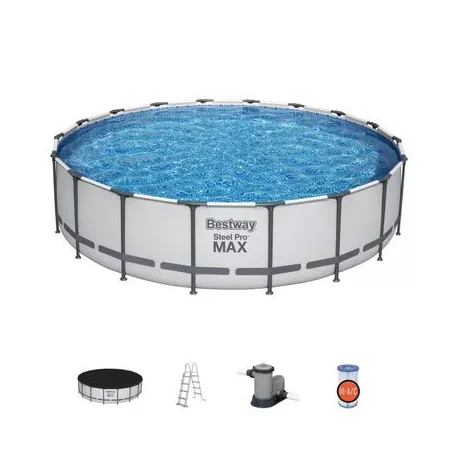 Bestway® Steel Pro MAX medence, 56462, szűrő, szivattyú, létra, kötél, 5,49 x 1,22 m