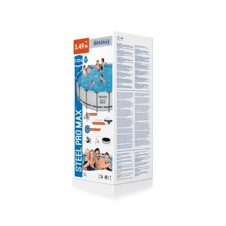 Bestway® Steel Pro MAX medence, 56462, szűrő, szivattyú, létra, kötél, 5,49 x 1,22 m