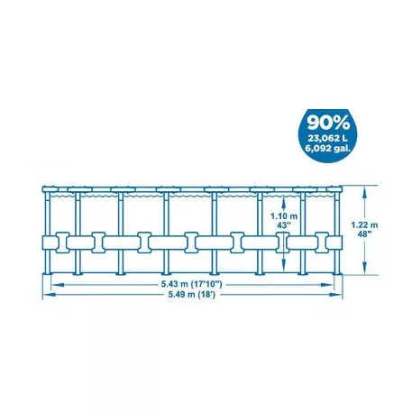 Bestway® Steel Pro MAX medence, 56462, szűrő, szivattyú, létra, kötél, 5,49 x 1,22 m