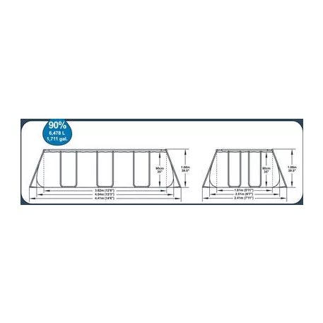 Bestway® Power Steel™ mosdó, 56442, homoxföres, létra, adagoló, 4,04 x 2,01 x 1,00 m