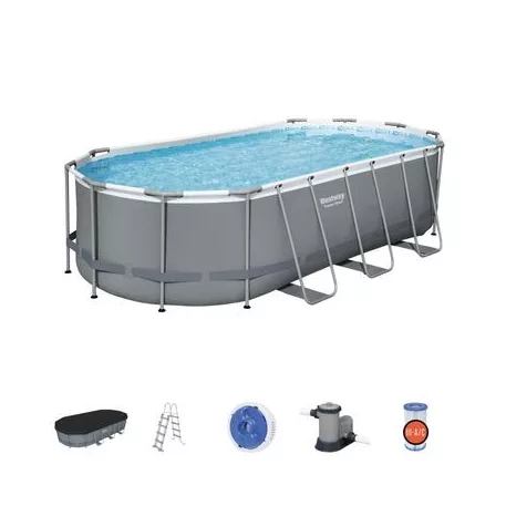 Bestway® Power Steel™ mosdó, 56710, szűrő, szivattyú, létra, adagoló, vödör, 5,49 x 2,74 x 1,22 m