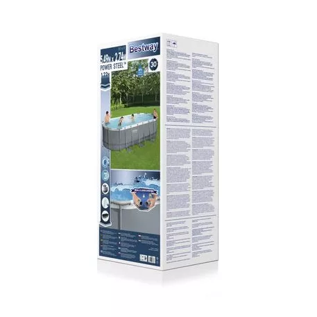 Bestway® Power Steel™ mosdó, 56710, szűrő, szivattyú, létra, adagoló, vödör, 5,49 x 2,74 x 1,22 m