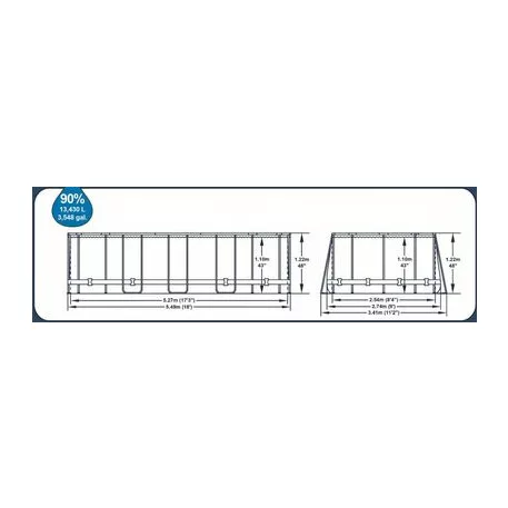Bestway® Power Steel™ mosdó, 56710, szűrő, szivattyú, létra, adagoló, vödör, 5,49 x 2,74 x 1,22 m