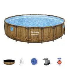   Bestway® Power Steel™ mosdó, Vista sorozat, 56977, szűrő, szivattyú, létra, ponyva, ChemConnect™ és