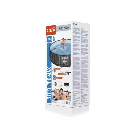 Bestway® Steel Pro MAX mosdó, 5614Z, szűrő, szivattyú, létra, kötél, 4,27 x 1,07 m