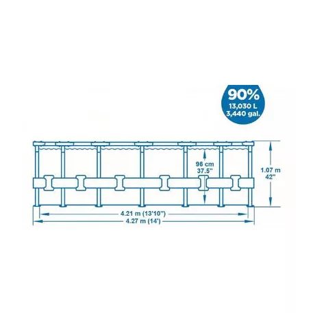 Bestway® Steel Pro MAX mosdó, 5614Z, szűrő, szivattyú, létra, kötél, 4,27 x 1,07 m