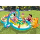 Intex® 57135 Dinoland játszóközpont, felfújható játszómedence, 302x229x112 cm