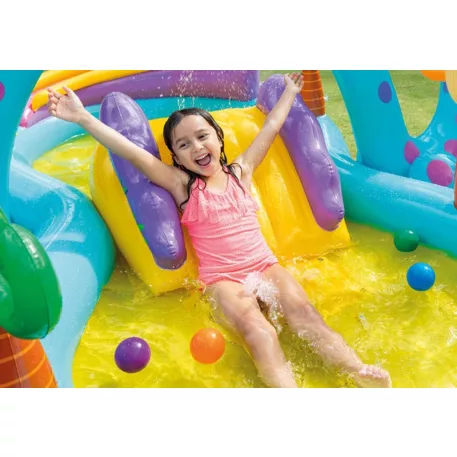 Intex® 57135 Dinoland játszóközpont, felfújható játszómedence, 302x229x112 cm
